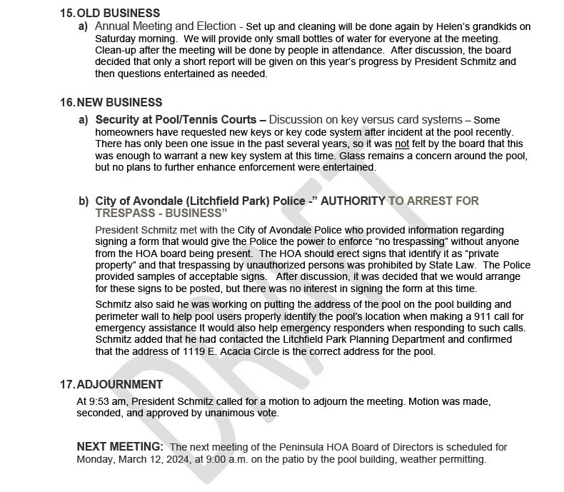 Peninsula Homeowners Association Community in Litchfield Park, AZ