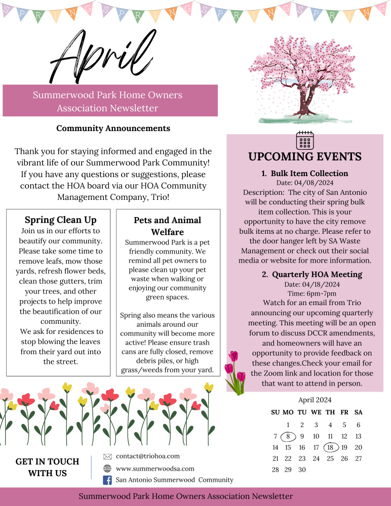 Announcements | Summerwood HOA