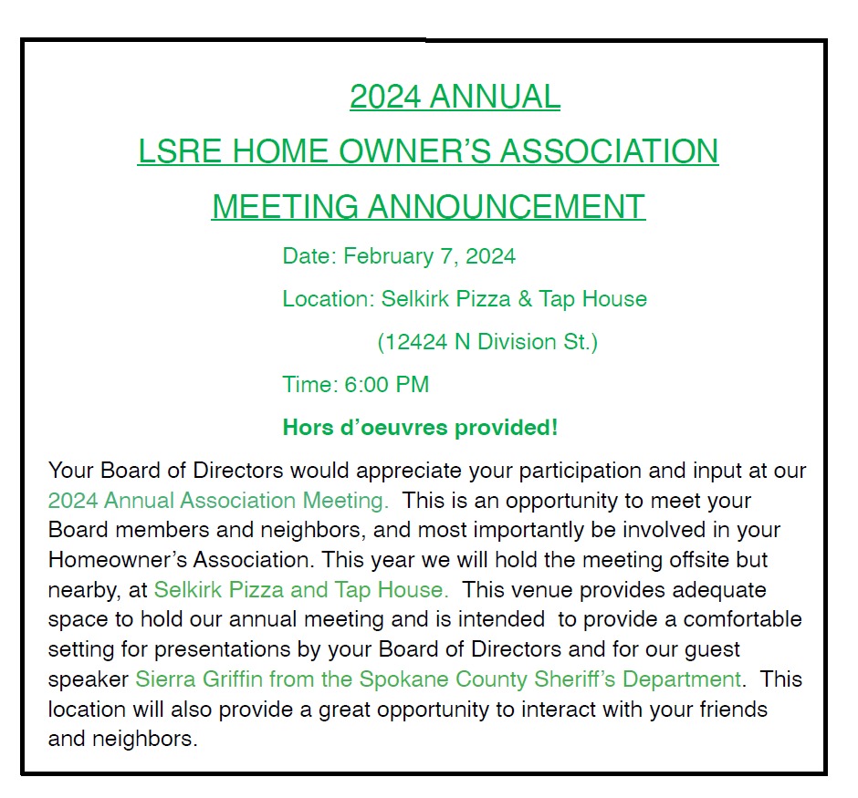 Little Spokane River Estates HOA in Colbert, WA